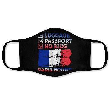 Discover Luggage Passport No Kids France Bound Vacation Face Masks