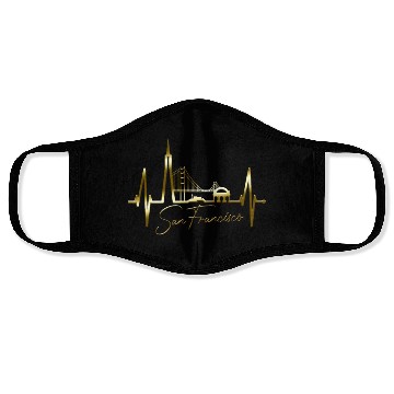Discover San Francisco Skyline Heartbeat California Lover Face Masks