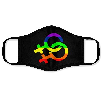 Discover Gender lesbian logo with rainbow Face Masks