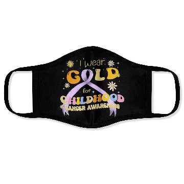 Discover I Wear Gold For Childhood Cancer Awareness Face Masks