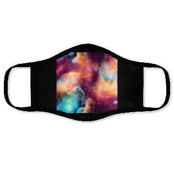 Discover Galaxy nebula abstract design Face Masks