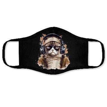Discover Funny Cat - grumpy face Face Masks