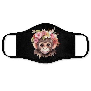 Discover Monkey Chimpanzee Jungle Animal Boho Floral Ape Face Masks