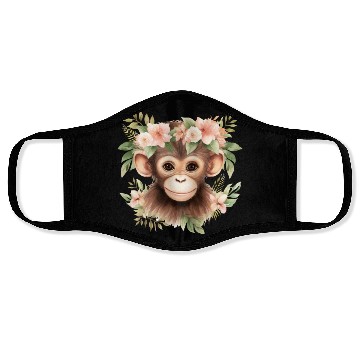 Discover Monkey Chimpanzee Jungle Animal Boho Floral Ape Face Masks
