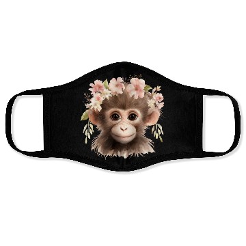 Discover Monkey Chimpanzee Jungle Animal Boho Floral Ape Face Masks