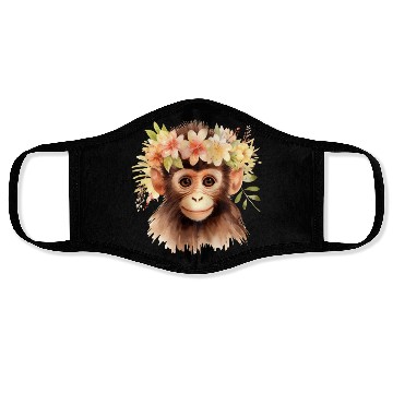 Discover Monkey Chimpanzee Jungle Animal Boho Floral Ape Face Masks