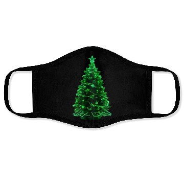 Discover Christmas tree neon Face Masks