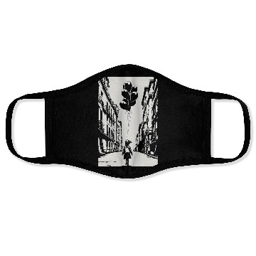 Discover Girl Chasing Balloons Artwork Face Masks