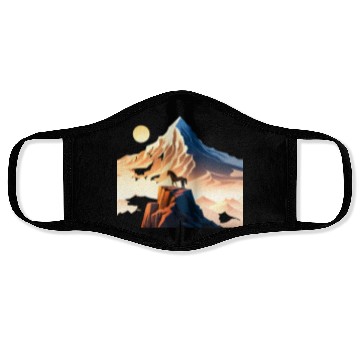 Discover Horse running to mountain Face Masks