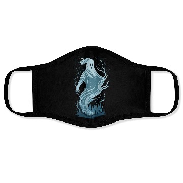 Discover ghost with lightning Halloween theme Face Masks