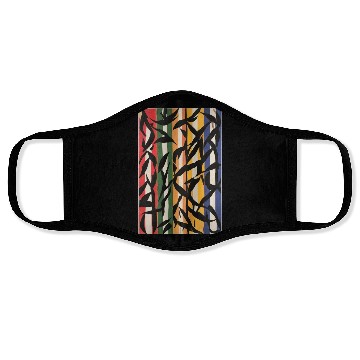 Discover Striped Abstract Painting with Leaves Face Masks