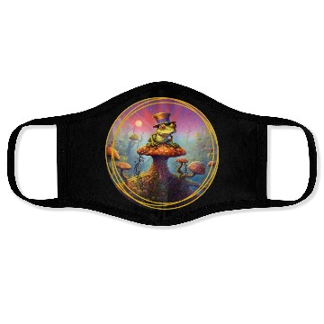 Discover Psychedelic Frog with a Hat Face Masks