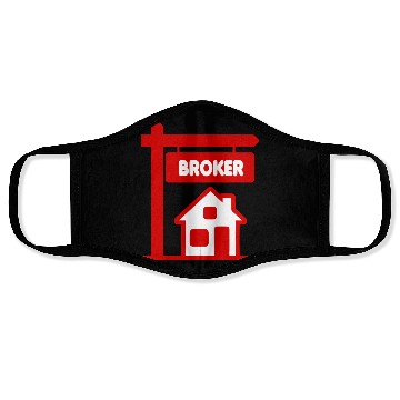 Discover Red Logo Broker with text BROKER Face Masks