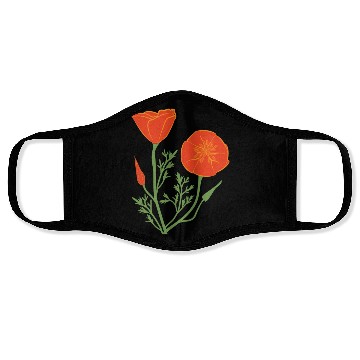Discover California Poppies on Clear Background Face Masks