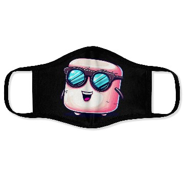 Discover Cool Marshmallow with Sunglasses: Casual Design Face Masks