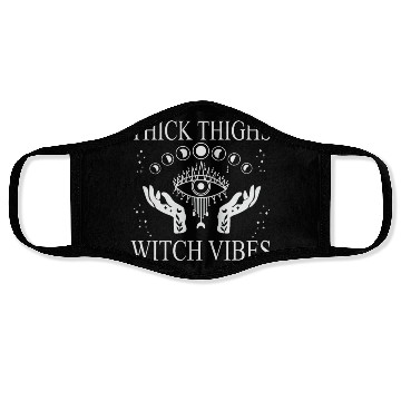 Discover Thick Thighs Witch Vibes Spooky Witchy Halloween Face Masks