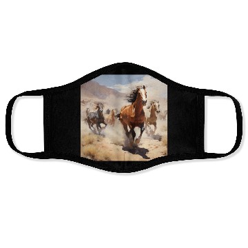 Discover wild horses running in the desert Face Masks