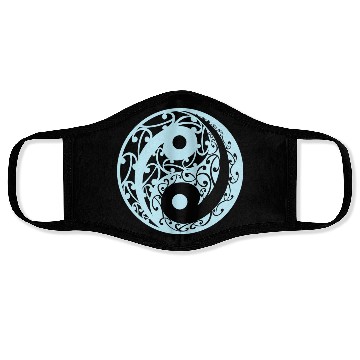 Discover Yin And Yang In A Koru Pattern In A Light Blue Face Masks