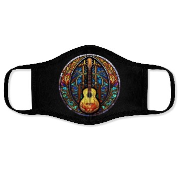 Discover Stained Glass Art - Funny Holy Guitar Design Face Masks