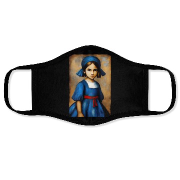 Discover Girl in Blue Dress Face Masks