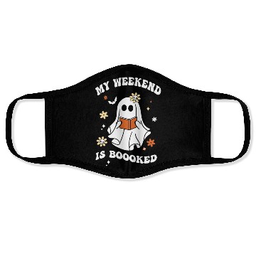 Discover My Weekend is Boooked Ghost Reading Books Teacher Face Masks