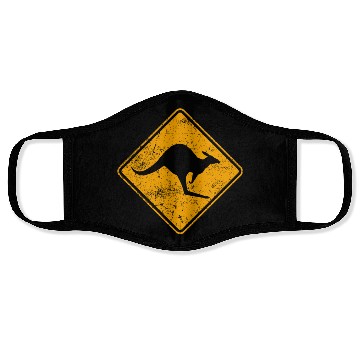 Discover Outback Kangaroo Crossing Road Sign Face Masks