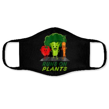 Discover runs on plants vegan vegetarian runner broccoli gi Face Masks