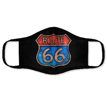 Discover Route 66 vintage sign - Rusty metal Face Masks