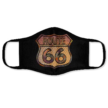 Discover Route 66 vintage sign - Rusty metal 2 Face Masks