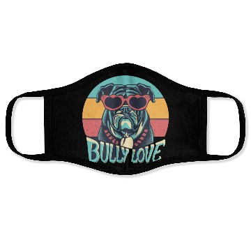 Discover Dog Love Bully Retro Face Masks Dog owner Bully lover