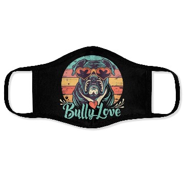 Discover Dog Love Bully Retro Face Masks Dog owner Bully lover