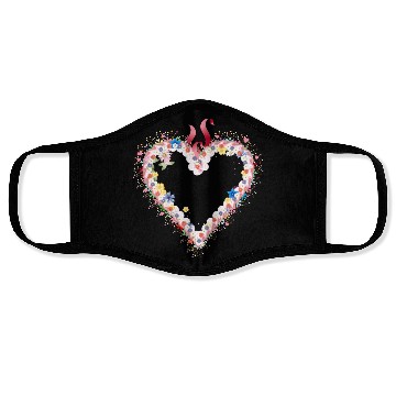 Discover Gingerbread heart shape with icing and bow Face Masks