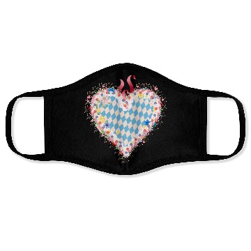 Discover Gingerbread heart shape blue white Bavarian style Face Masks