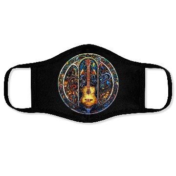 Discover Guitar Stained Glass Style - Funny Guitar Art Face Masks