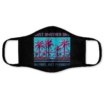 Discover Just Another Day In Pixel Art Paradise Face Masks