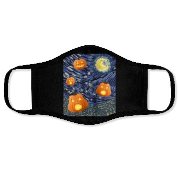 Discover Starry Night with Pumpkins Funny Halloween Art Face Masks