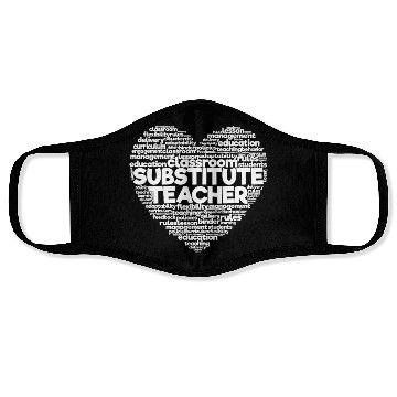 Discover Substitute Teacher Word Cloud Back To School Face Masks