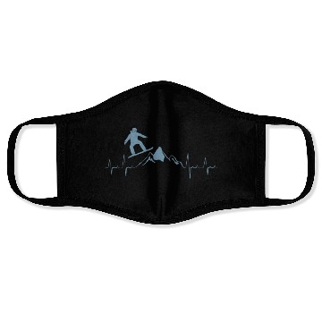 Discover Snowboarder Heartbeat Snowboarding Heart Beat Face Masks
