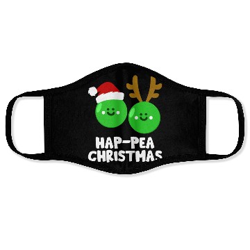 Discover Hap-Pea Christmas Funny Vegetable Vegan Food Pun Face Masks