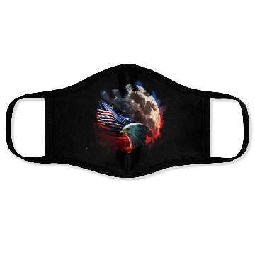 Discover America eagle under Moon with American Flag Face Masks
