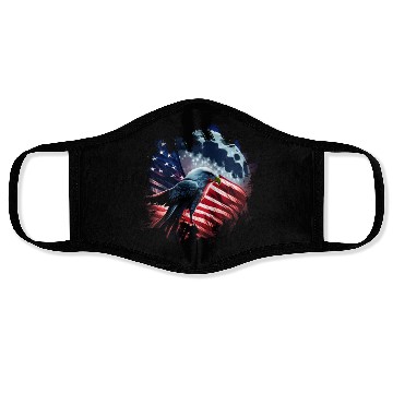 Discover America eagle under Moon with American Flag Face Masks