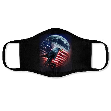 Discover America eagle under Moon with American Flag Face Masks