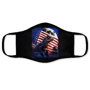 Discover America lizard under Moon with American Flag Face Masks