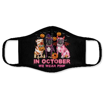 Discover In October We Wear Pink Pumpkin Pitbull Face Masks