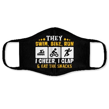 Discover Triathlon Swim Bike Run Triathlete Sport Gift Face Masks