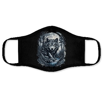Discover Sunset Grey Wolf Hunter for Men and Women Face Masks