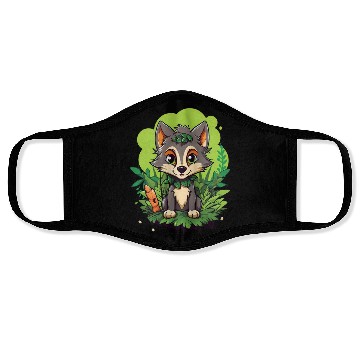 Discover Digital Art Wolf Puppy Wearing Blue Wig Sitting Face Masks