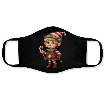 Discover Christmas Elf Candy Cane X-Mas Pajamas Party Face Masks