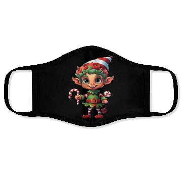 Discover Christmas Elf Candy Cane X-Mas Pajamas Party Face Masks