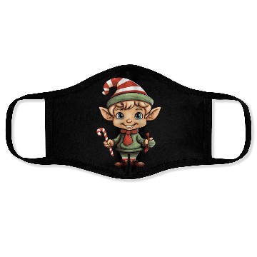 Discover Christmas Elf Candy Cane X-Mas Pajamas Party Face Masks